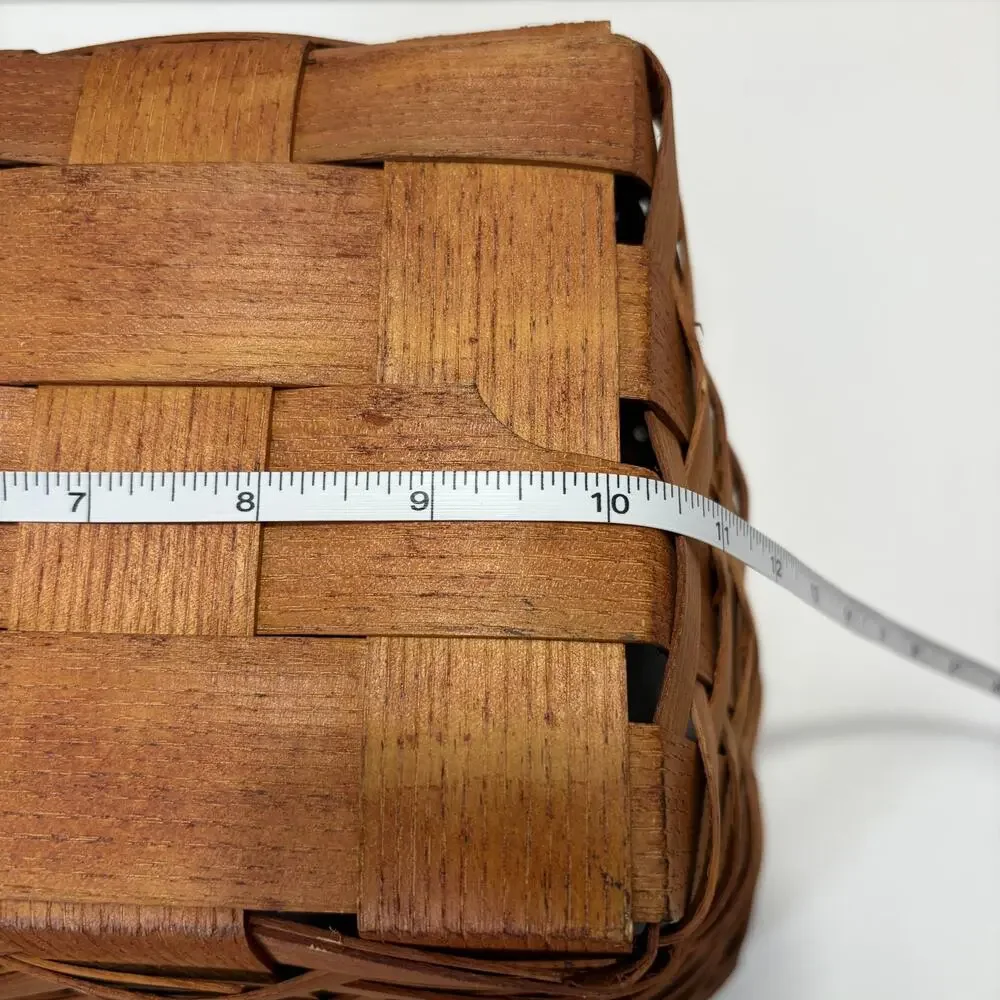Peterboro Basket Co Bicycle Basket Leather Straps Woven Ash Wood Made USA